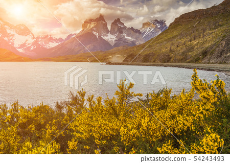 Beautiful sunset in Torres del Paine, Chile Beautiful sunset in Torres del Paine, Chile 54243493