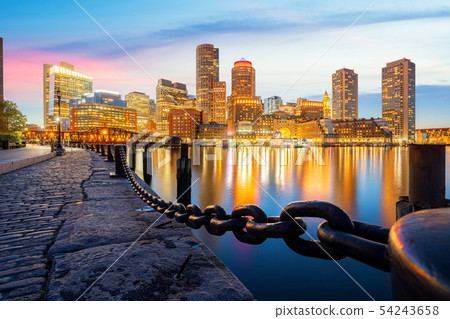 Boston harbor with cityscape and skyline 54243658