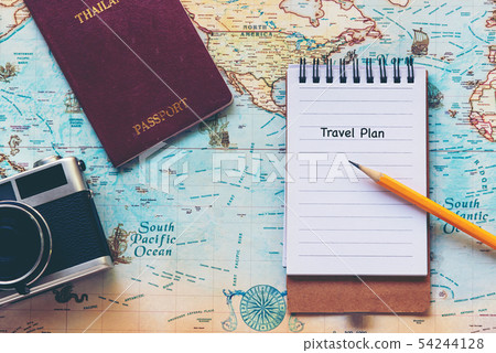 Top view of Traveler notepad for planning travel Top view of Traveler notepad for planning travel 54244128
