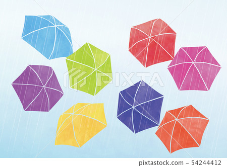 Colorful umbrella and rain 54244412