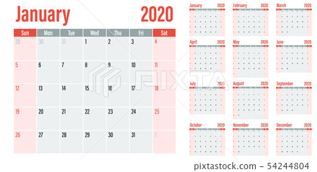 Calendar planner 2020 template vector illustration 54244804