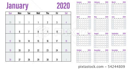 Calendar planner 2020 template vector illustration Calendar planner 2020 template vector illustration 54244809