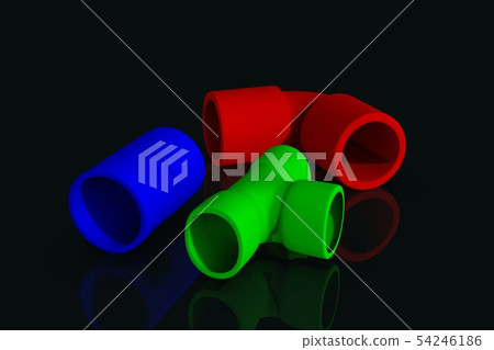 Multicolored fittings 3D illustration 54246186