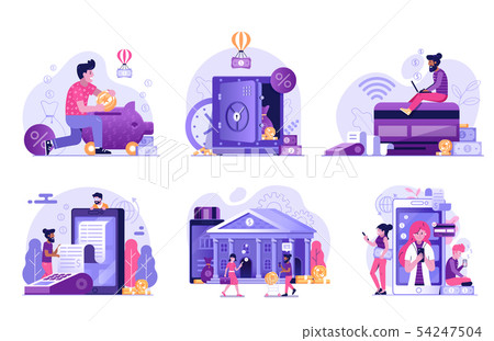 Online Banking and Payment Services Flat Illustrations 54247504