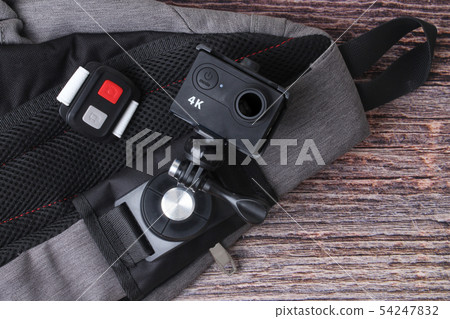 Ready backpack and 4K action camera with clip  54247832