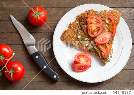 Rustic yummy vegan food on wooden background 54248127