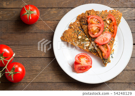 Rustic snack for veggie on wooden background 54248129