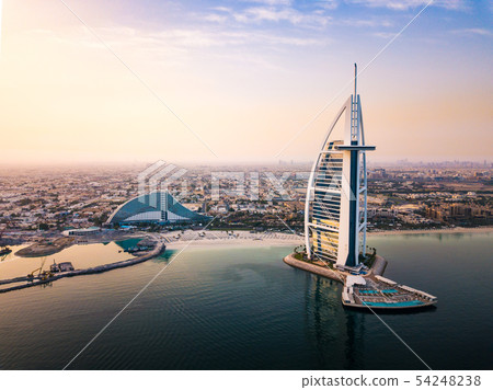 Dubai seaside skyline and Burj Al Arab luxury 54248238