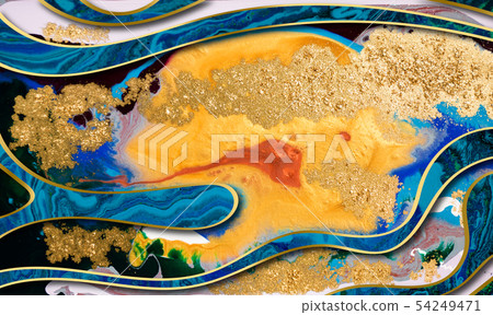 Marble abstract acrylic background. Marbling artwork texture. Agate ripple pattern. Gold powder. Marble abstract acrylic background. Marbling artwork texture. Agate ripple pattern. Gold powder. 54249471