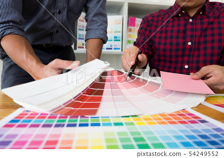 Graphic designers choose pink tones to design idea 54249552