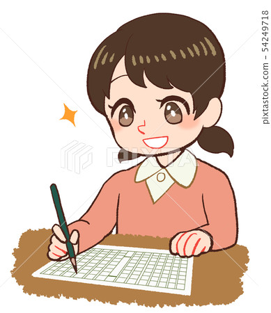 手稿紙和兒童 54249718