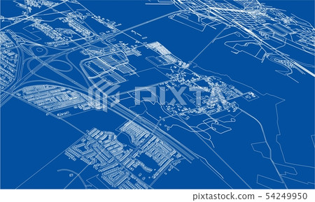 Outline city concept. Wire-frame style 54249950