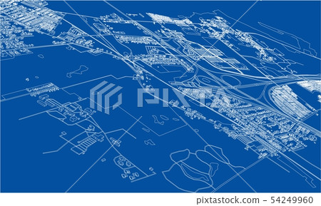 Outline city concept. Wire-frame style Outline city concept. Wire-frame style 54249960