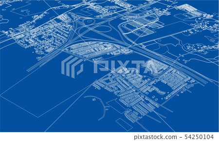 Outline city concept. Wire-frame style Outline city concept. Wire-frame style 54250104