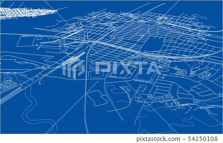 Outline city concept. Wire-frame style Outline city concept. Wire-frame style 54250108