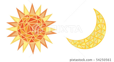Mosaic style: sun and moon icon set 02 Mosaic style: sun and moon icon set 02 54250561