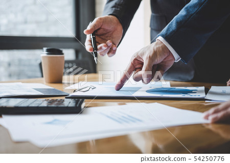 Business team meeting present, investor colleagues 54250776