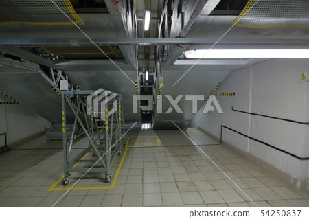 Subway escalators. Bottom view 54250837