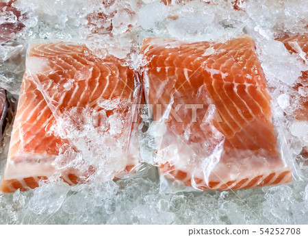 Fresh salmon in packing on ice  54252708