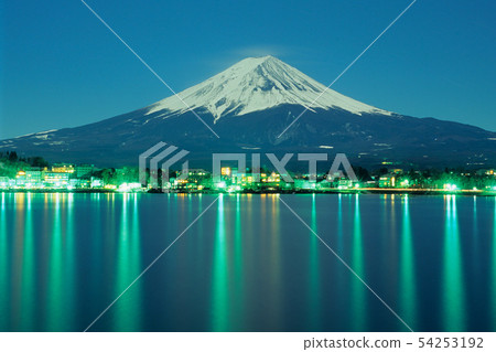 Night view of Kawaguchiko and Mt. Fuji Night view of Kawaguchiko and Mt. Fuji 54253192