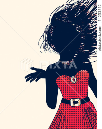 Halftone female silhouette in red Halftone female silhouette in red 54253832