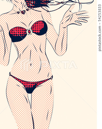 Halftone bikini girl Halftone bikini girl 54253833