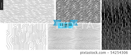 Hand drawn black and white pattern Hand drawn black and white pattern 54254306