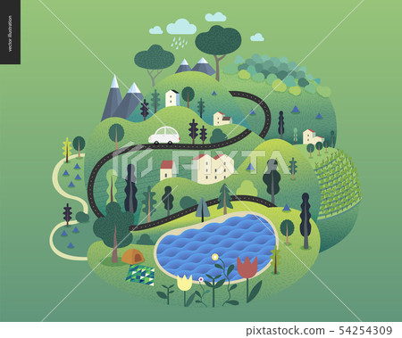 Magical summer landscape Magical summer landscape 54254309