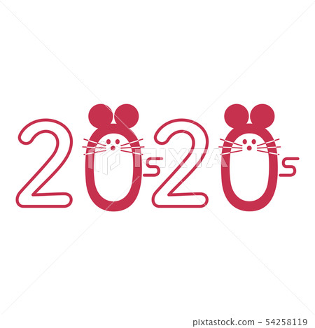 新年賀卡鼠標2年2020紅色 54258119