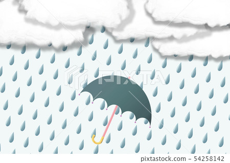 Umbrella mark and rain and clouds 54258142