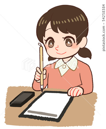 Children doing calligraphy - Stock Illustration [54258384] - PIXTA