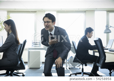 Businessman falling down at work Businessman falling down at work 54258958