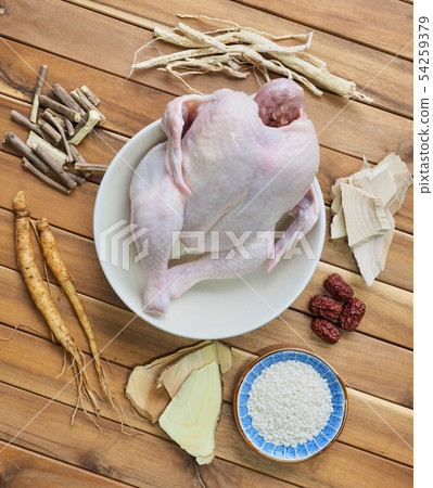 Korean traditional food Samgyetang, Samgyetang Cooking ingredients Korean traditional food Samgyetang, Samgyetang Cooking ingredients 54259379