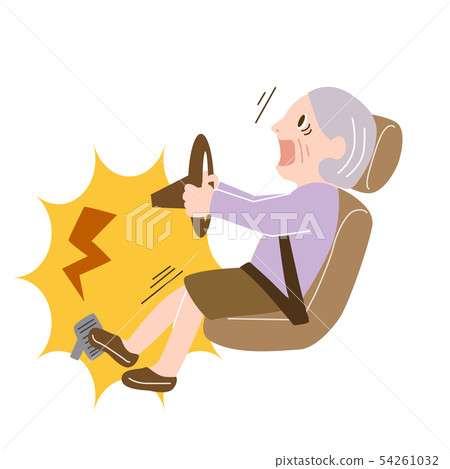 Elderly driver (female) stepping wrong Elderly driver (female) stepping wrong 54261032