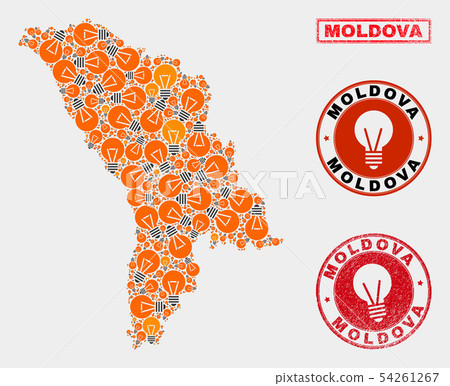 Light Bulb Collage Moldova Map and Rubber Stamps Light Bulb Collage Moldova Map and Rubber Stamps 54261267
