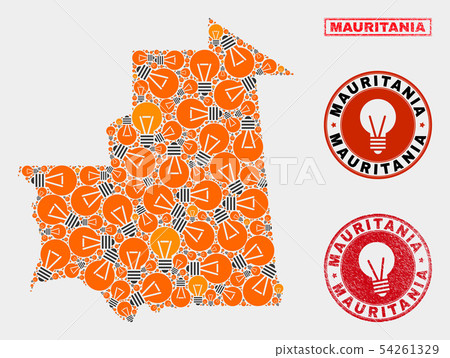 Energy Bulb Collage Mauritania Map and Distress Seals Energy Bulb Collage Mauritania Map and Distress Seals 54261329
