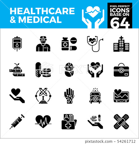 Healthcare and medical pixel perfect icons 54261712