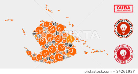 Illumination Lamp Mosaic Juventud Island Map and Scratched Seals 54261957