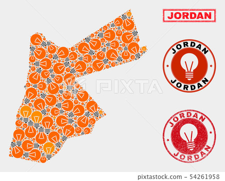 Light Lamp Collage Jordan Map and Grunge Stamp Seals Light Lamp Collage Jordan Map and Grunge Stamp Seals 54261958