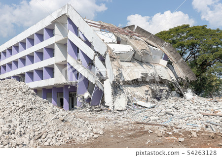 Old building collapse after earthquake wating to 54263128
