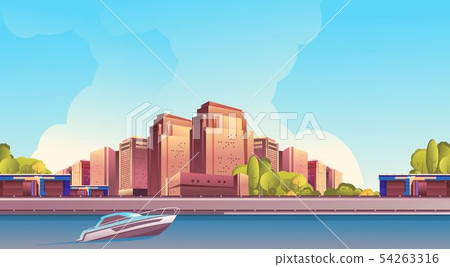 day city landscape road - Stock Illustration [54263316] - PIXTA