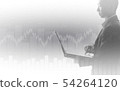 Business man using laptop in stock market 54264120
