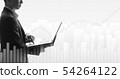Business man using laptop in stock market 54264122