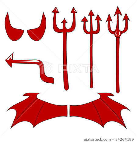 Set of devil equipment isolated on white. Vector. Set of devil equipment isolated on white. Vector. 54264199