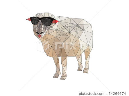 Polygonal sheep with sunglasses 54264674