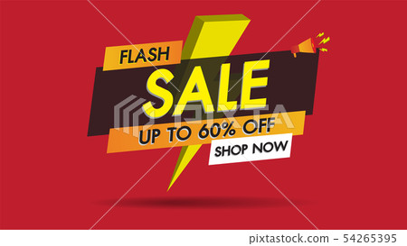 Flash sale banner promotion template design on red 54265395