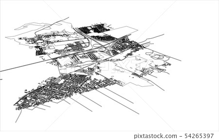 Outline city concept. Wire-frame style Outline city concept. Wire-frame style 54265397