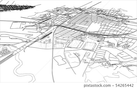 Outline city concept. Wire-frame style Outline city concept. Wire-frame style 54265442