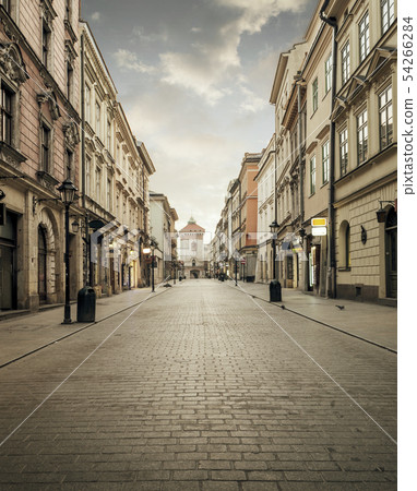 Street of old town in Krakow, Poland 54266284