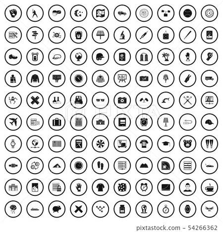 100 time icons set, simple style 100 time icons set, simple style 54266362